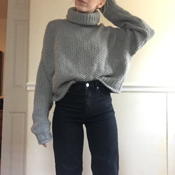 Anthropologie Moth Grey Knit Turtleneck Sweater XS - Picture 3 of 6